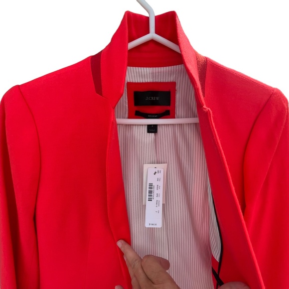 J.Crew Regent Blazer Jacket Bright Red Orange Wool Blend Size 2 B0323 New - Picture 7 of 16